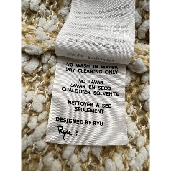 Ryu Women's Tan White Popcorn Long Open Cardigan With Tie Size S / M - Picture 7 of 10